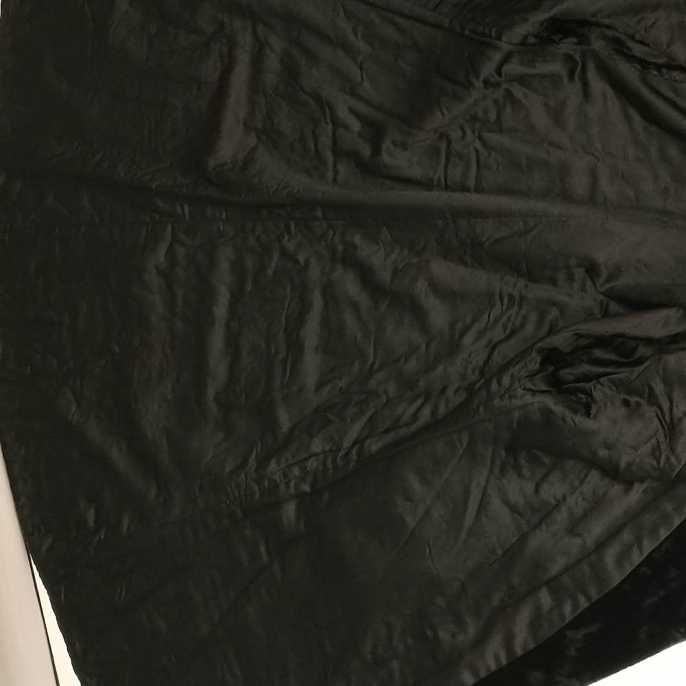Thick Velvet Vintage Long Coat XL See Measurements Fab Almost Fur Jet Black - Picture 14 of 16